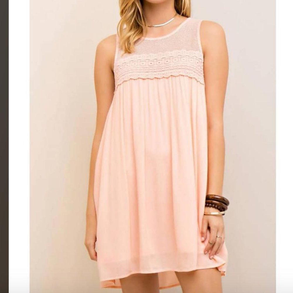 Blush dress with crochet detail